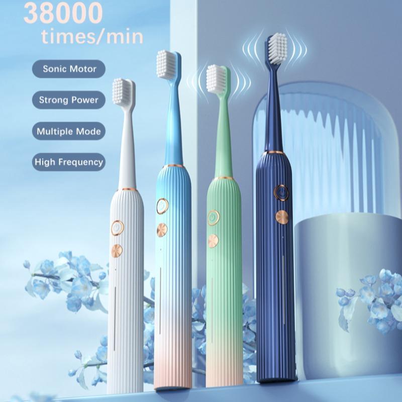 Portable Electric Toothbrush, 1 Box USB Rechargeable Sonic Toothbrush with 8 Counts Brush Heads, Intelligent Timer Toothbrushes for Adults