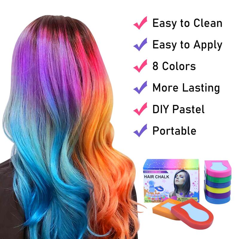 Washable Temporary Hair Chalk set 8 pcs,Temporary Hair Color Dye, Temporary Hair Dye For Girls New Year Birthday Party,Christmas, Halloween