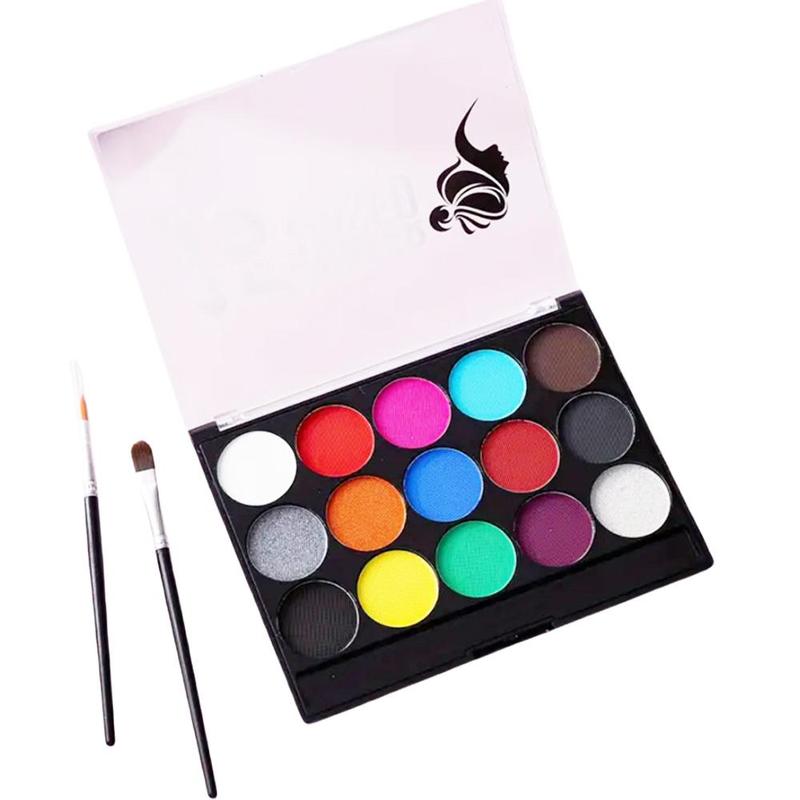 15 Color Face Paint Palette with Brushes, Professional Long Lasting Body Face Paint Palette, Body Makeup Kit for Cosplay Party