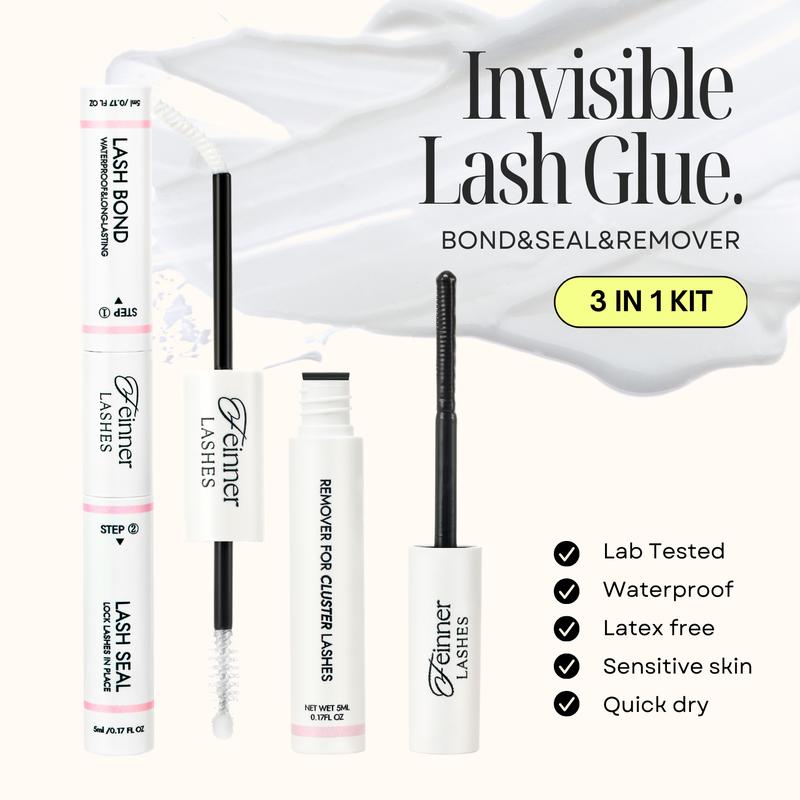 feinner Lashes New Arrival DIY Lash Cluster Kit With Invisible Band  Bond and Seal and Remover Long Lasting Waterproof for Beginner Friendly Makeup