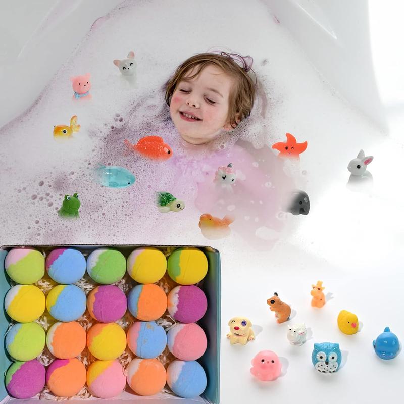 Bath Bombs for  with Surprise Inside, 20 Pack  Bath Bombs Gift Set with Toys for Girls Boys, Handmade Bubble Bath Fizzy Balls Kit for Birthday, Christmas, Easter(Package May Vary)