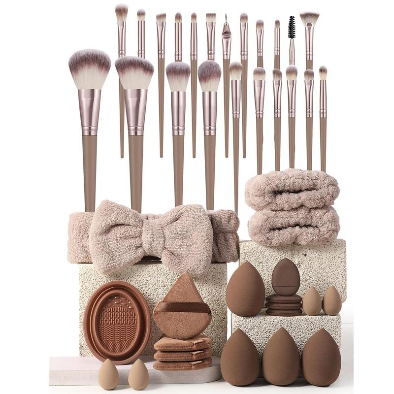 Makeup Tool Kit, 42pcs set Portable Travel Makeup Brushes Beauty Sponges Powder Puffs Cosmetic Set, Makeup Tool Kit for Beginners for Liquid, Powder, Cream, Lotion