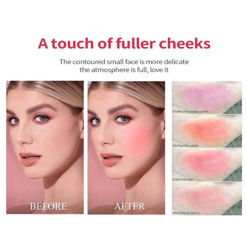 4 Pcs Milk Jelly Blush - Milk Blush - Sheer Cheek & Lip Stain，Long Lasting Milk Jelly Tint Have Transparent & Bright Colors