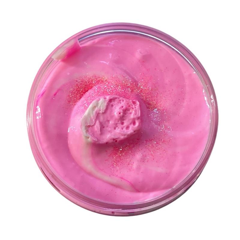 Sugared Strawberries Emulsified Body Butter with Pink Shimmer, Deeply Moisturizing for Dry Skin - Body Care