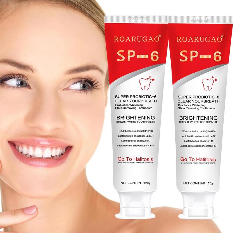 [+$5 GET 2PACK] SP-6 Probiotic Toothpaste：Enhanced Formula Balances The Oral Microbiome, Removes Stains, And Provides Long-lasting Fresh Breath.SP 6 Toothpaste, Fresh Breath, Deep Cleaning Care Toothpaste