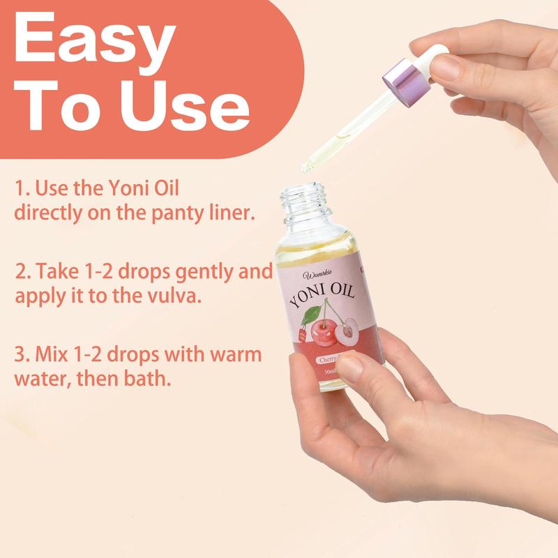 2Pcs Yoni Oil Feminine Oil for Women pH Balance, Vaginal Moisturizer Odor Eliminator, Feminine Care All Natural Yoni Essential Oil, 1 fl oz pc(Cherry)