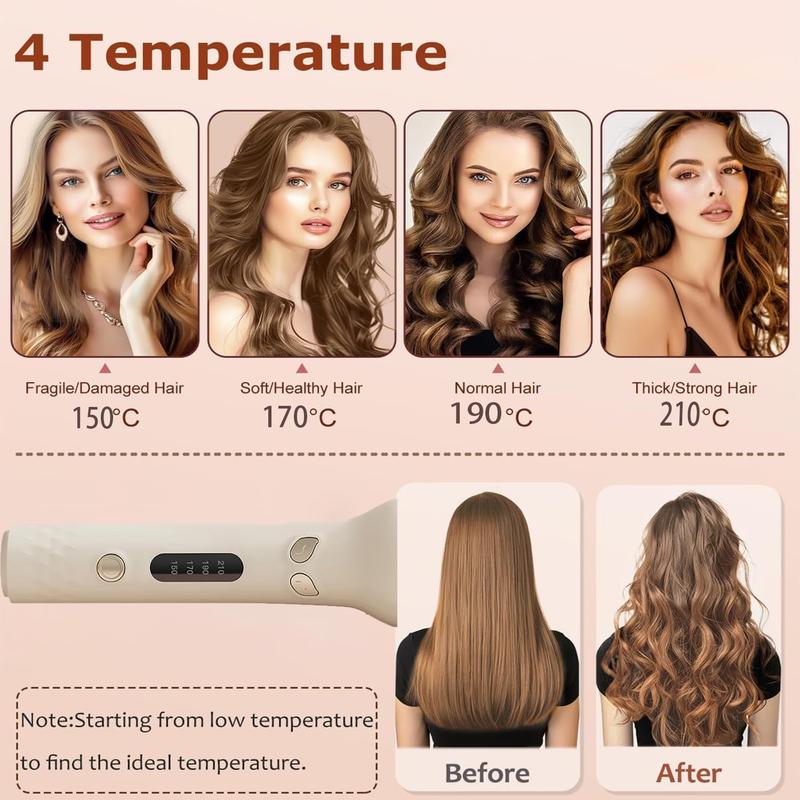 Curling Iron,Hair Curlers,Beach Waver Curling Iron,Hair Curler Automatic Rotating,4 Temperature & Auto Timer,Automatic Shut-Off,Anti-Scald,Make You Beautiful at Christmas