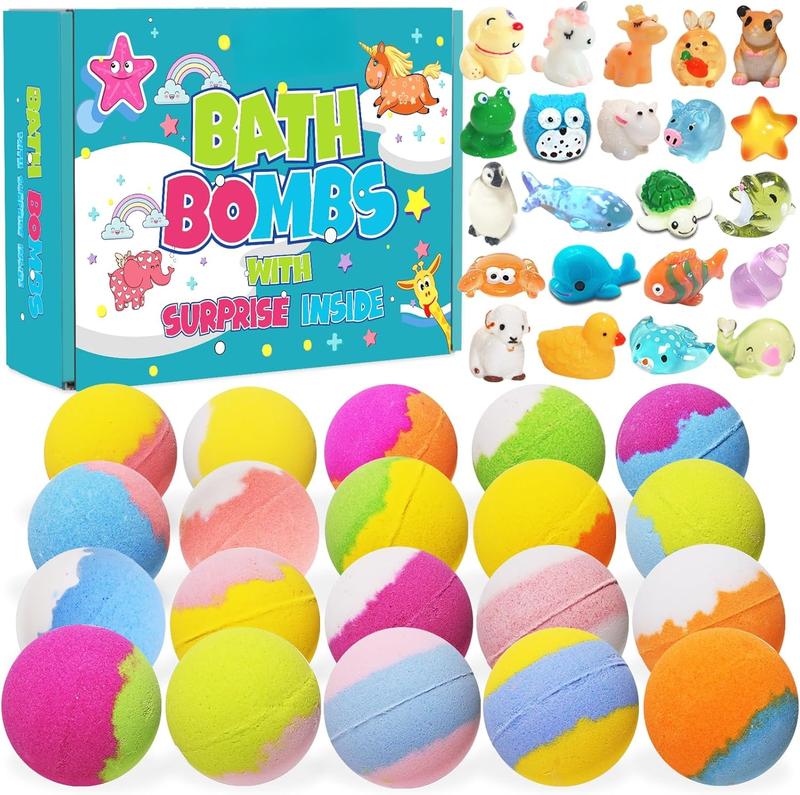 Bath Bombs for  with Surprise Inside, 20 Pack  Bath Bombs Gift Set with Toys for Girls Boys, Handmade Bubble Bath Fizzy Balls Kit for Birthday, Christmas, Easter(Package May Vary)