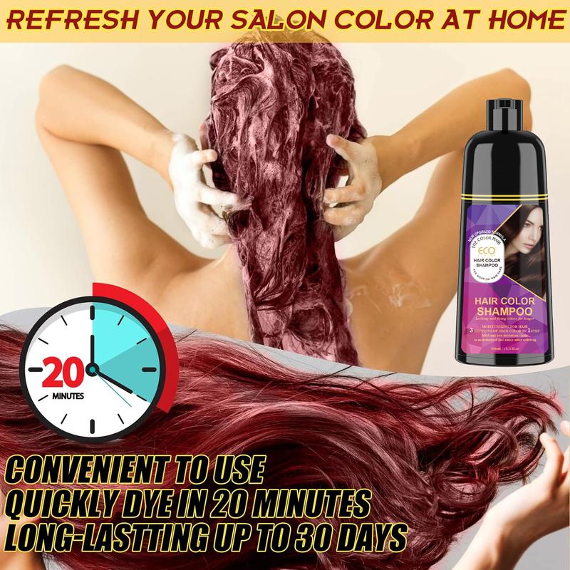 ECO FINEST Hair Dye Shampoo 3 In 1 Herbal Hair Dye Color Shampoo Gentle For Woman And Men Hair Dye For Gray And Dark Hair Wine Rend And Chestnut Brown And Grape Purple And Black Four Colors Hair Dye Shampoo, Long Lasting &