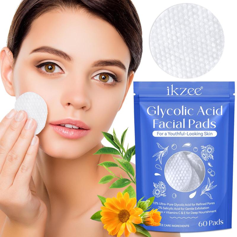 Glycolic Acid Facial Pads, Gentle Exfoliating Facial Pads, Moisturizing Facial Cleansing Pads, Facial Skin Care Product for Women & Men