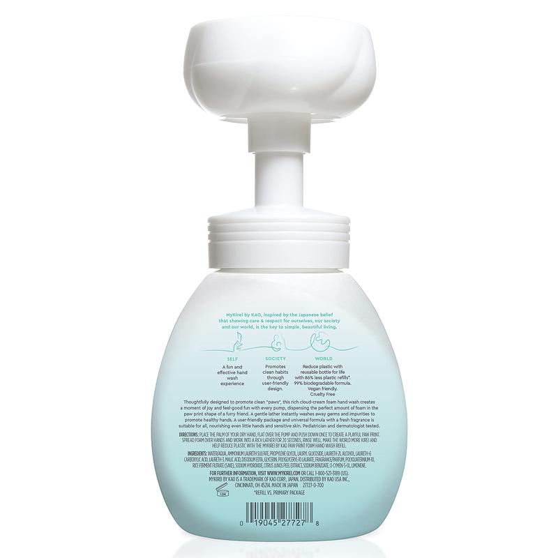 MyKirei by KAO Paw Print Foam Hand Wash Soap, Nourishing, Paraben Free, Cruelty Free and Vegan Friendly, Sustainable Bottle, 8.5 oz. Pump