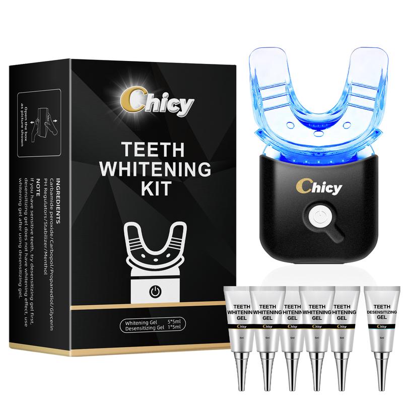 CHICY Original Teeth Whitening Kit Advanced Home Dental Whitening System with LED Light,No Sensitive gum and Enamel Safe Effective Tooth Stain Remover Whiter in 7 Days.