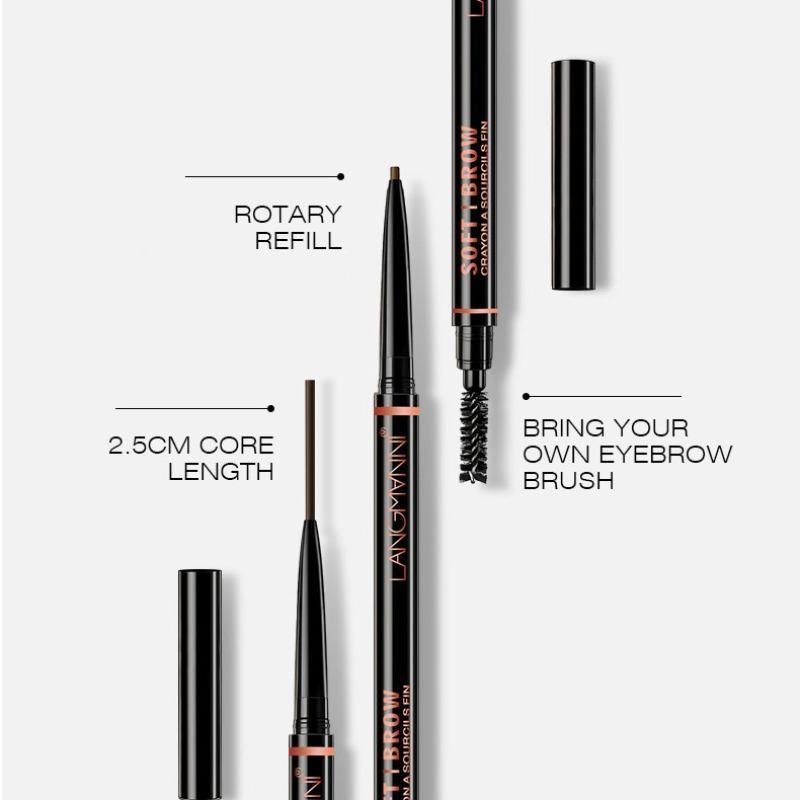 Double-ended Eyebrow Pencil & Eyebrow Brush, 1 Count Long Lasting Eyebrow Pencil & Brow Styling Brush, Sweat Proof High Pigmented Brow Shading & Filling Pencil, Makeup Product for Women & Girls