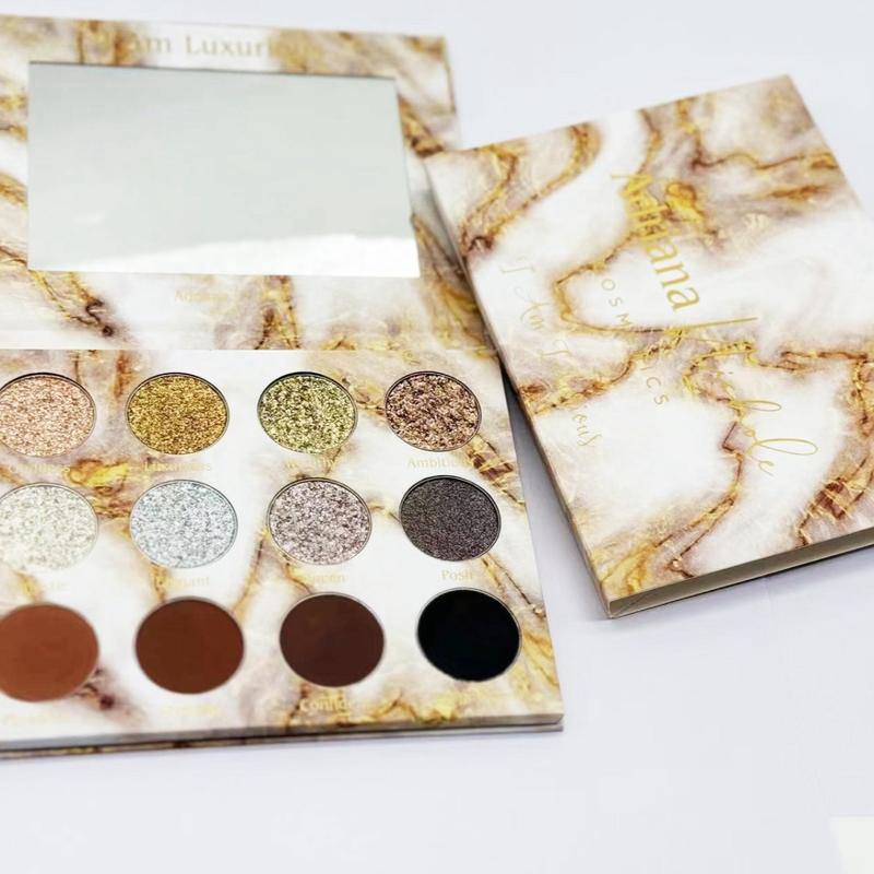 “I Am Luxurious” Neutral Duo Chrome, Iridescent, Glitter Shimmer Eyeshadow Palette by Adriana Nichole Cosmetics Makeup Matte