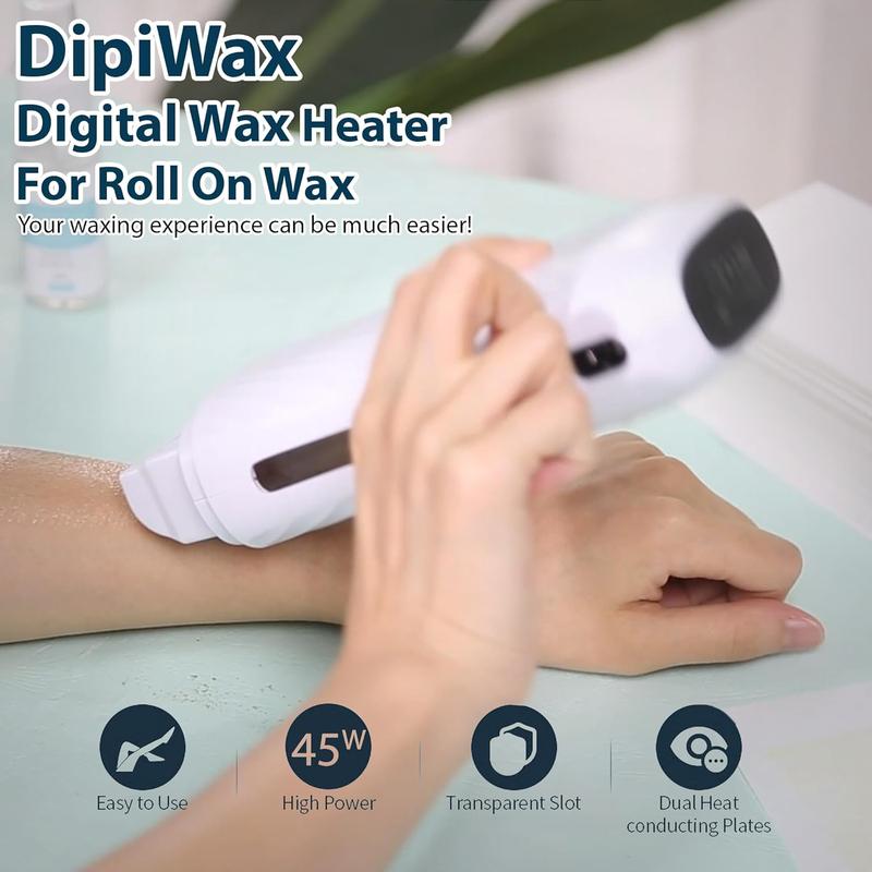 Roll on Waxing Kit by DipiWax - Digital Hair Removal for All Skin Types, 2 Wax Cartridges (Honey & Lavender), 100 Strips, Pre Post Treatment Sprays Body Care Gentle