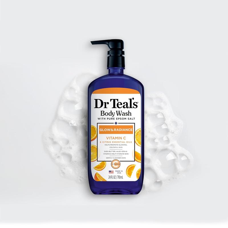 Dr Teal's Body Wash with Pure Epsom Salt, Glow & Radiance with Vitamin C & Citrus Essential Oils, 24oz (Pack of 2) - Gel de baño Body Care Hydrating