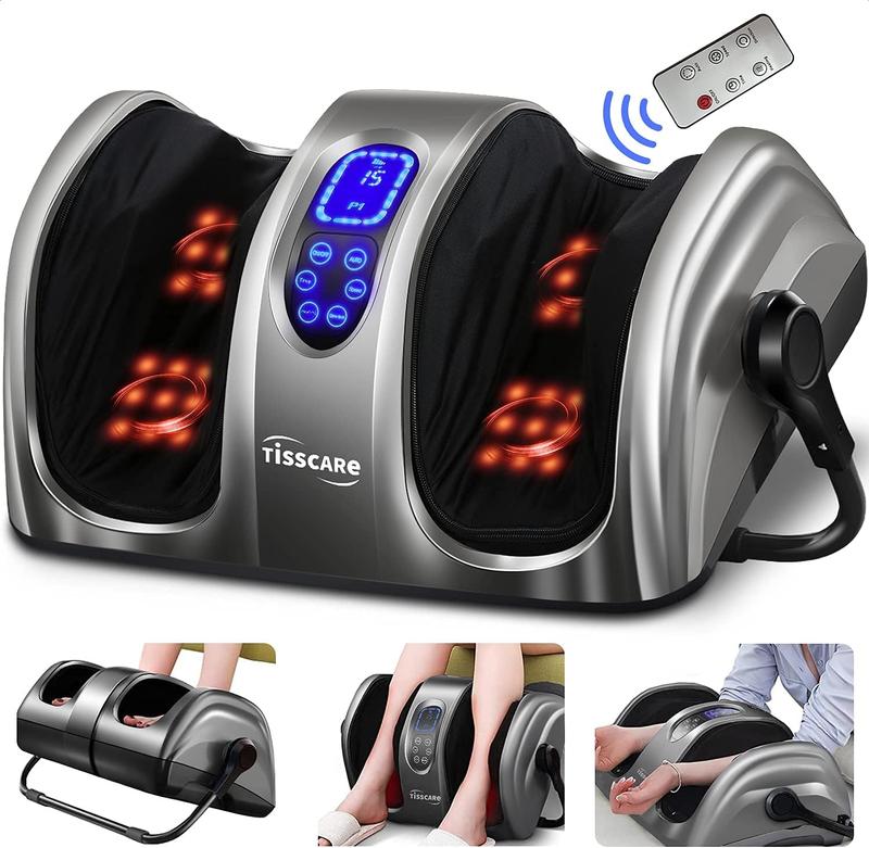 TISSCARE Shiatsu Foot Massager for Circulation and Pain Relief-Foot Massage Machine for Plantar Fasciitis Relief, Relaxation-Massage Foot, Leg, Calf, Ankle with Deep Kneading Heat Therapy