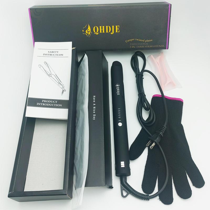 Curling Iron with Comfortable Grip, LED Intelligent Temperature Control Rotatable Electric Curling Iron with Clip & Insulated Glove for Women, Summer Gift