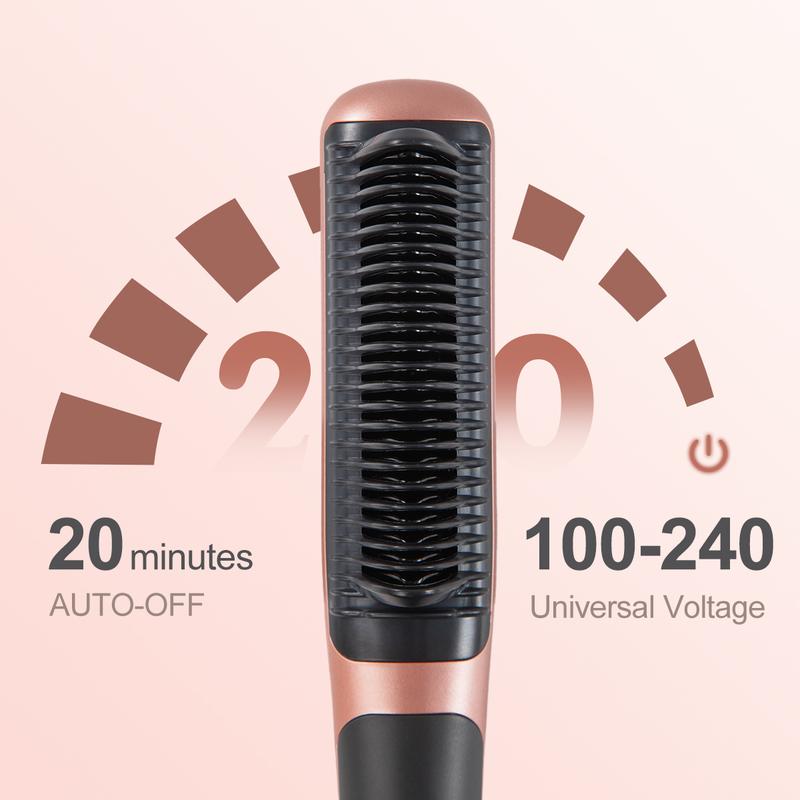 Hair Straightening and Curling 2 in 1 Comb  Anti-Scald 30s Fast Heating Comfort Brush for Women with 5 Temp Settings, Auto-Shut Off