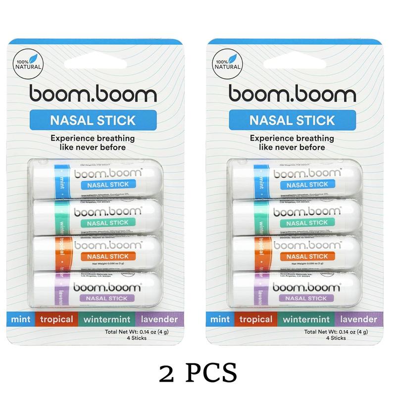 BoomBoom Nasal Stick (4 Pack) | Enhances Breathing + Boosts Focus | Breathe Vapor Stick Provides Fresh Cooling Sensation | Aromatherapy Inhaler Made with Essential Oils + Menthol