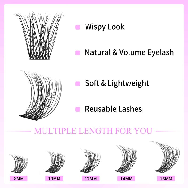 Individual Invisible & Ultra Thin Band False Eyelashes, 1 Set Natural Self Grafting Curl Eyelashes, Eye Makeup Enhancement False Eyelashes for Women & Girls