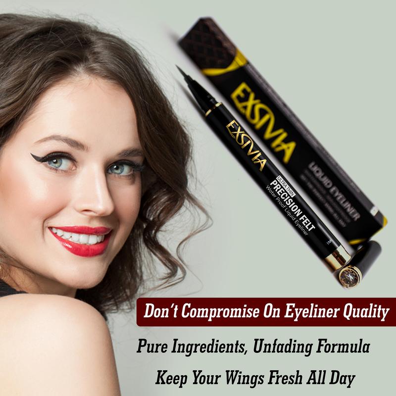 Exsivia Waterproof Premium Eyeliner Makeup for All-Day Wear, Deep Black Cosmetic Lipliner Eyeliner Pencil sweatproof eyeliner