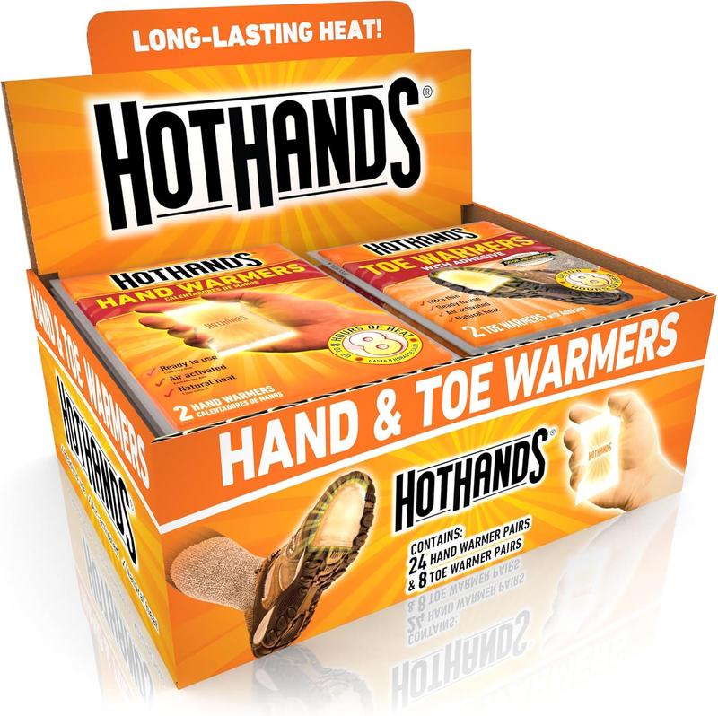 HotHands Hand & Toe Warmers - Long Lasting Natural Odorless Air Activated Warmers - 24 pair hand warmers & 8 pair toe warmers (Pack of 1)