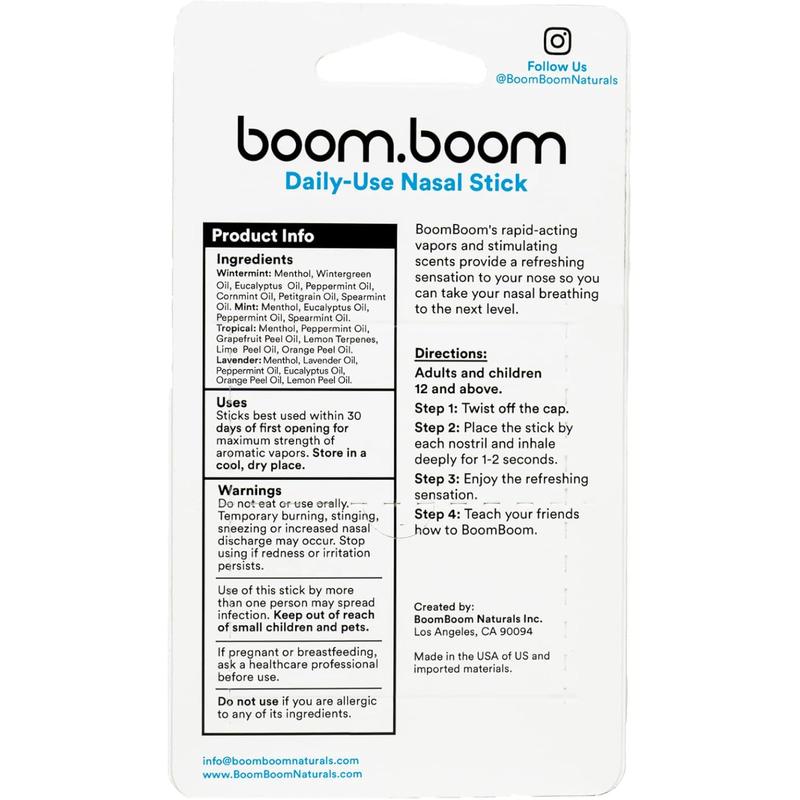 Nasal Stick inhalers (4 Pack) Boom Boom Powerful Essential Oil  Vapors | Featured on Shark Tank | Breathe In Life Carrier & Essential Oils, for nic | Sleep Powerful Nasal