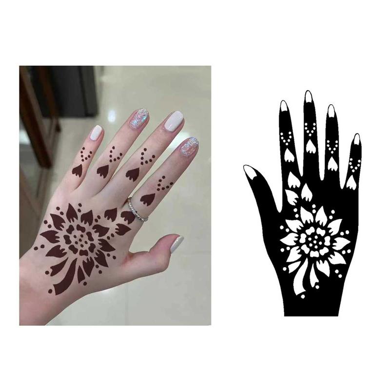 Hollow Out Henna Tattoo Stencil, 8 Counts set Reusable Hand Shaped Henna Tattoo Stencil, DIY Body Paint Template for Women & Girls