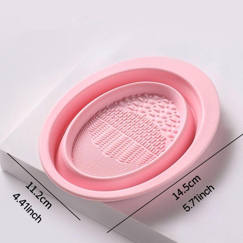 Professional Makeup Brush Cleaning Bowl, Round Cosmetics Brushes Cleaning Scrubber, Portable Makeup Brushes Washing Tool, Beauty Blender Cleaning Pad