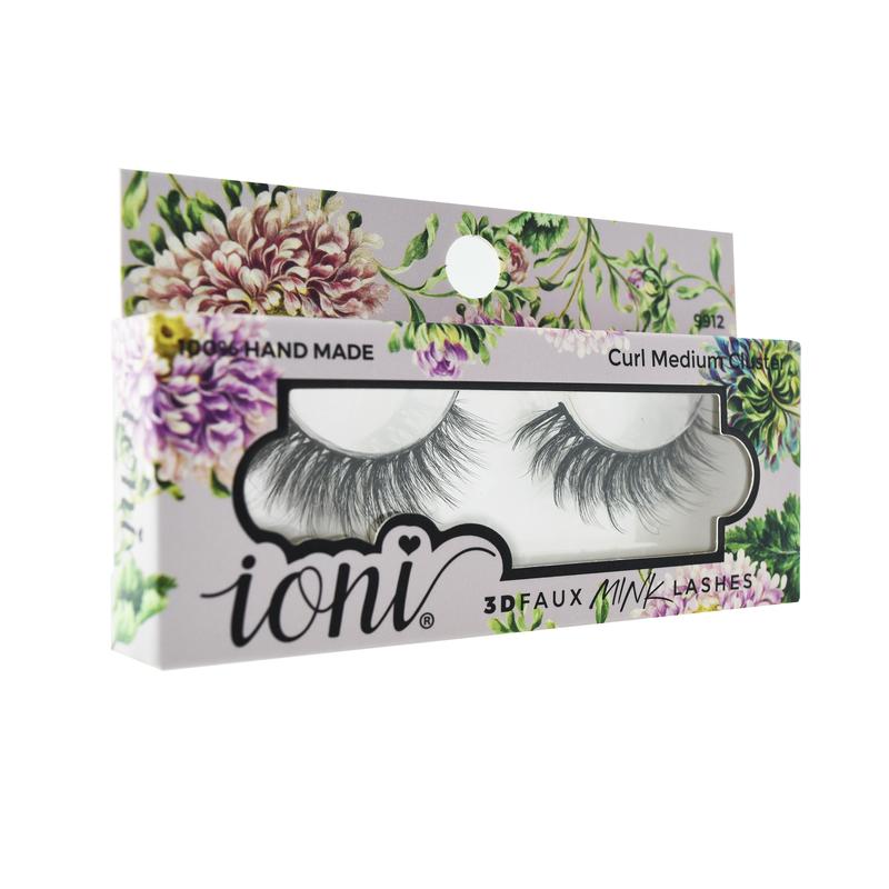 (12 Pairs) Ioni Curl Medium Cluster Lashes - 3D Faux Mink