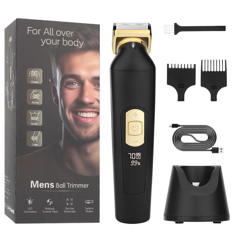 Electric Body Hair Trimmer, Waterproof Rechargeable Groomer with LED Display, Multifunctional Hair Trimmer for Chest, Arms, Groin, Legs