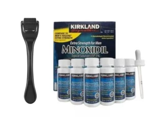 Kirkland Minoxidil with Derma Roller 0.5mm for Hair Regrowth and Health by Reluxi - Comfort, Haircare Pack