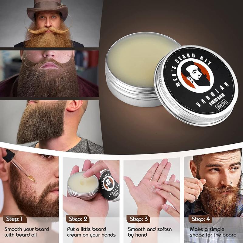 Beard Grooming Kit, Beard Gift Kit, Beard Oil (2Oz), Beard Balm,Beard Brush, Beard Comb, Beard E-book, Storage Bag, Mustache Men's Gifts Set for Boyfriend Husband Fathers Dad Him Hair Care Cleansing