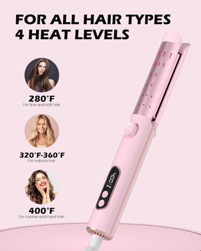 Airflow Curling Iron for Lasting Curls - Ceramic Flat Iron Hair Straightener and Curler 2 in 1 Comfort