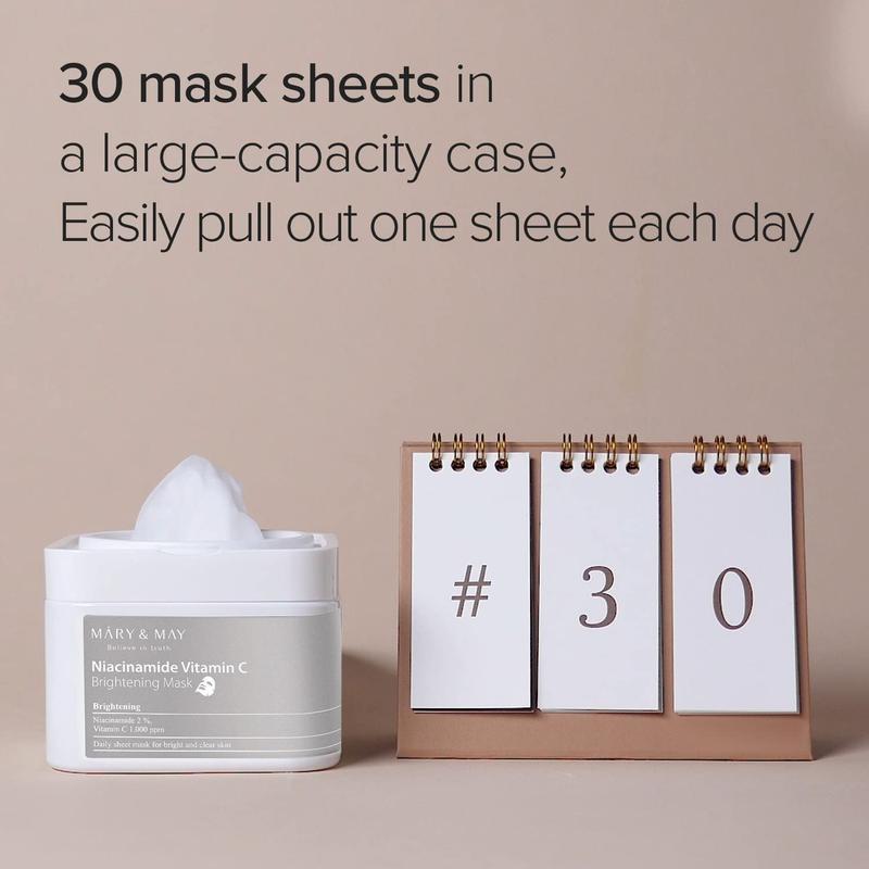 [Mary&May] Niacinamide Vitamin C Mask (30ea), Quick dispenser type 30 sheet, VitaminC, Korean Facial Mask