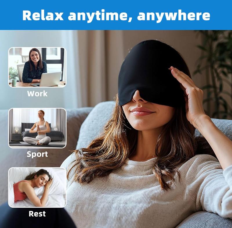 Migraine Relief Cap, All Around Gel Covered Reusable Headache Relief Cap, Black Migraine Cap for Headache Relief, Puffy Eyes