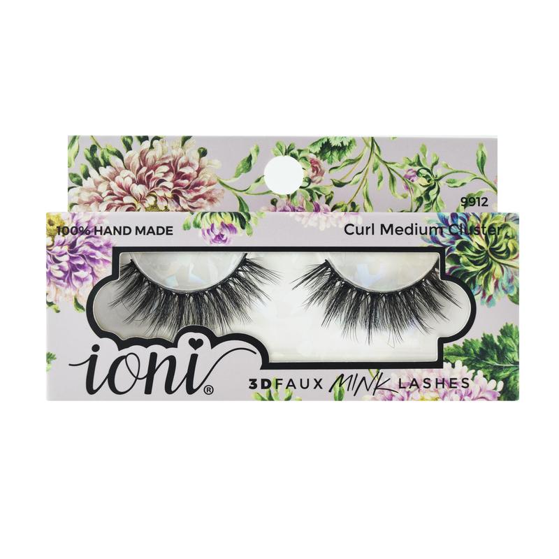 (12 Pairs) Ioni Curl Medium Cluster Lashes - 3D Faux Mink