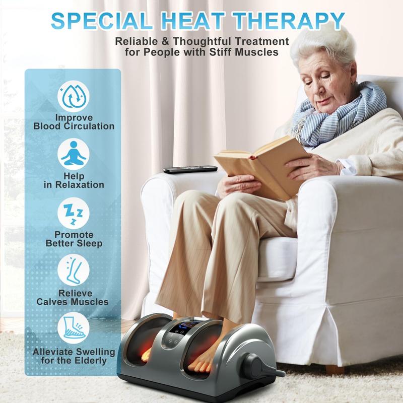 TISSCARE Shiatsu Foot Massager for Circulation and Pain Relief-Foot Massage Machine for Plantar Fasciitis Relief, Relaxation-Massage Foot, Leg, Calf, Ankle with Deep Kneading Heat Therapy