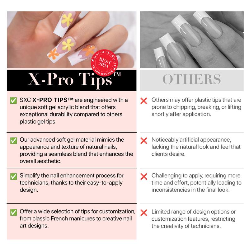 SXC Cosmetics X-Pro Tips French Tip Press On Nails, Skin Tone Series Starter Kit  for DIY Nail Art Nail Polish Polish