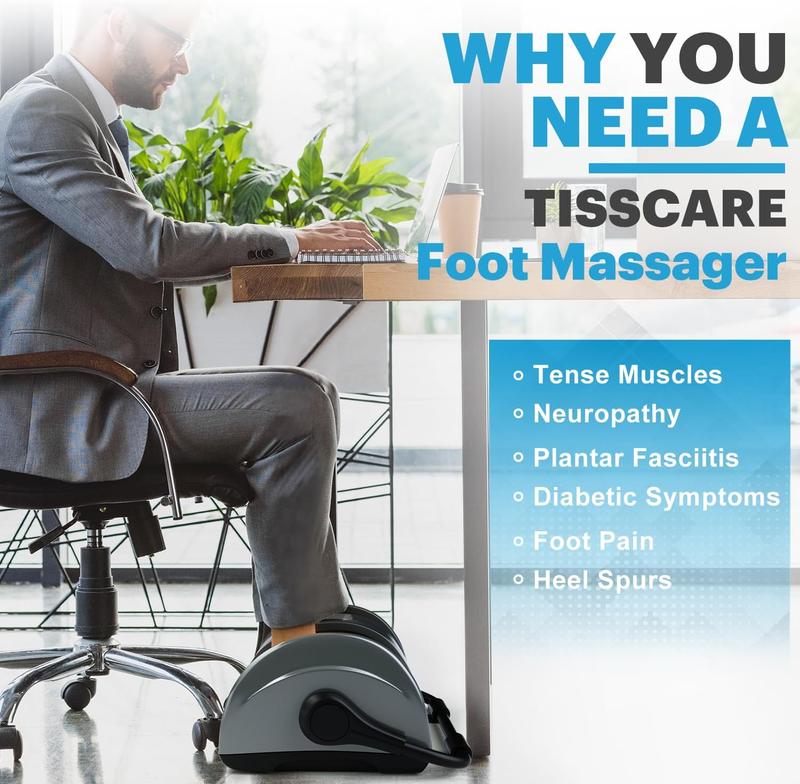 TISSCARE Shiatsu Foot Massager for Circulation and Pain Relief-Foot Massage Machine for Plantar Fasciitis Relief, Relaxation-Massage Foot, Leg, Calf, Ankle with Deep Kneading Heat Therapy