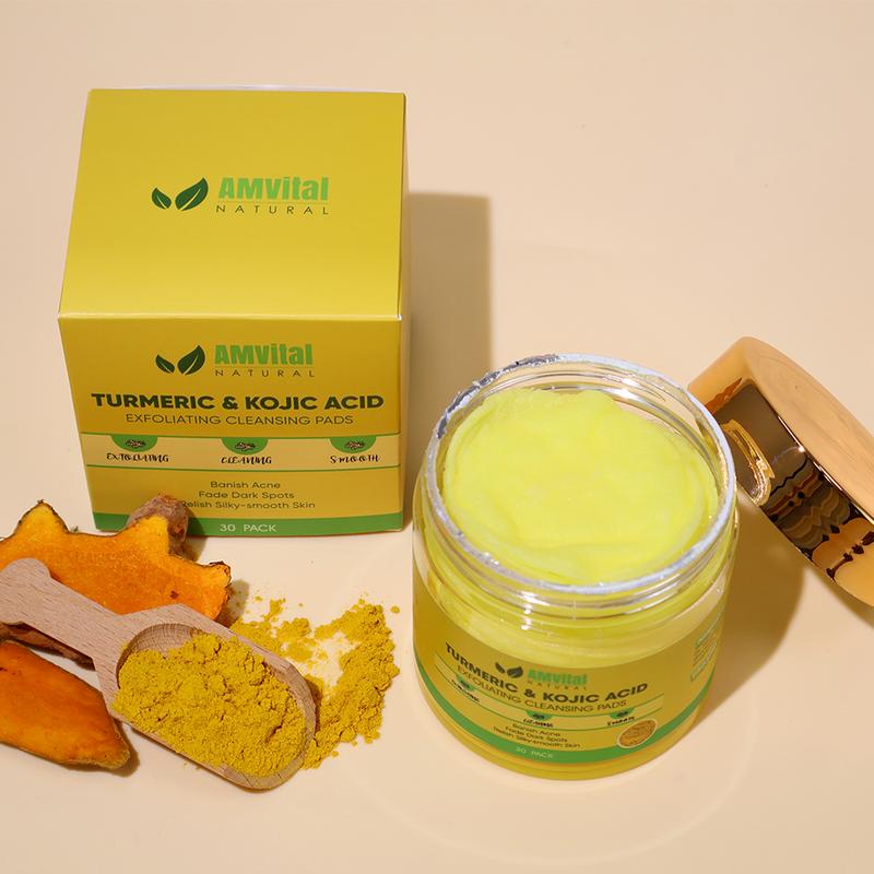 AMVital Turmeric Cleansing Pads with Kojic Acid for Dark Spots Facial Skincare Facial Skincare Acne Daily turmeric facial