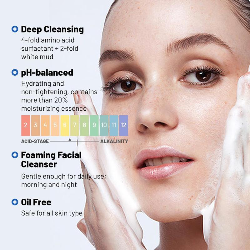 Relaso Deep Cleansing for All Skin Type, PH-Balanced  Facial Skincare Clay Oil  Moisture Daily Foaming Facial Wash facial cleanser