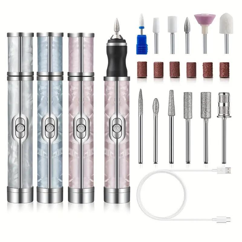 Professional Acrylic Nail Drill, 1 Set USB Electric Nail Drill with Accessories, Multifunctional Manicure Pedicure Polishing Nail Tools, Gift for Christmas