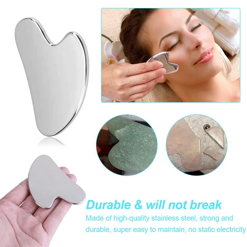 Comfort Heart Shaped Face Gua Sha Board, Stainless Steel Face Massage Tool, Facial Massaging Face Gusha Massager for Skin Care, Skin Massaging Product