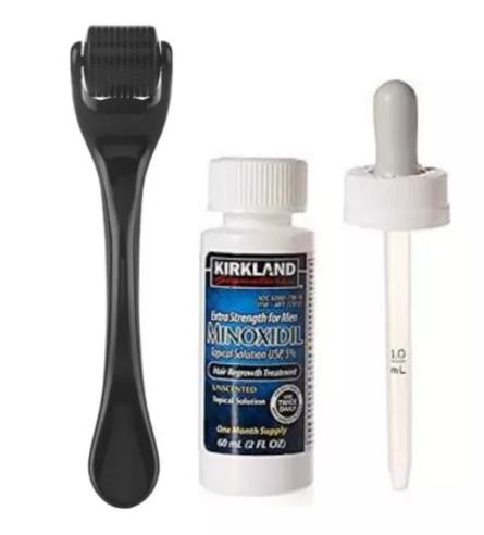 Kirkland Minoxidil with Derma Roller 0.5mm for Hair Regrowth and Health by Reluxi - Comfort, Haircare Pack