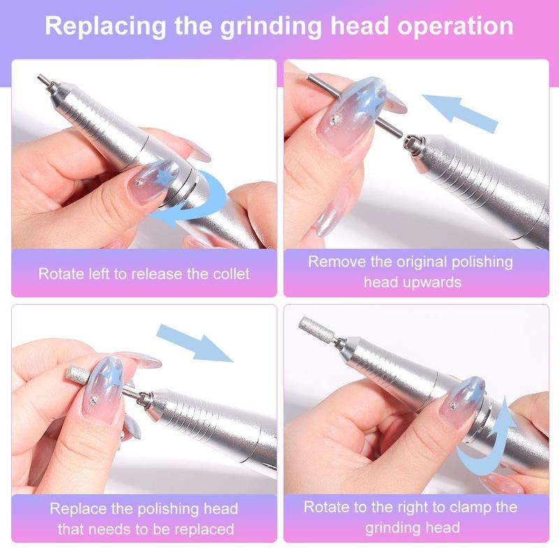 Professional Electric Nail Drill, 1 Box Portable Nail Drill for Hard Acrylic Nail Removal, Rechargeable Nail Drill Machine for Manicure and Pedicure Salon