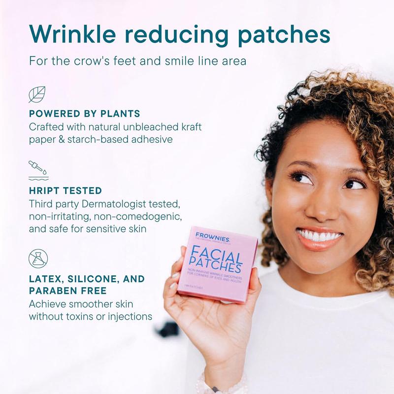 Frownies Facial Patches for Wrinkles on the Corner of Eyes & Mouth - Hypoallergenic Anti-Wrinkle Face Tape - Wrinkle Patch to Smooth & Soften Crow’s Feet & Smile Lines - For Overnight Use, 144 Patches