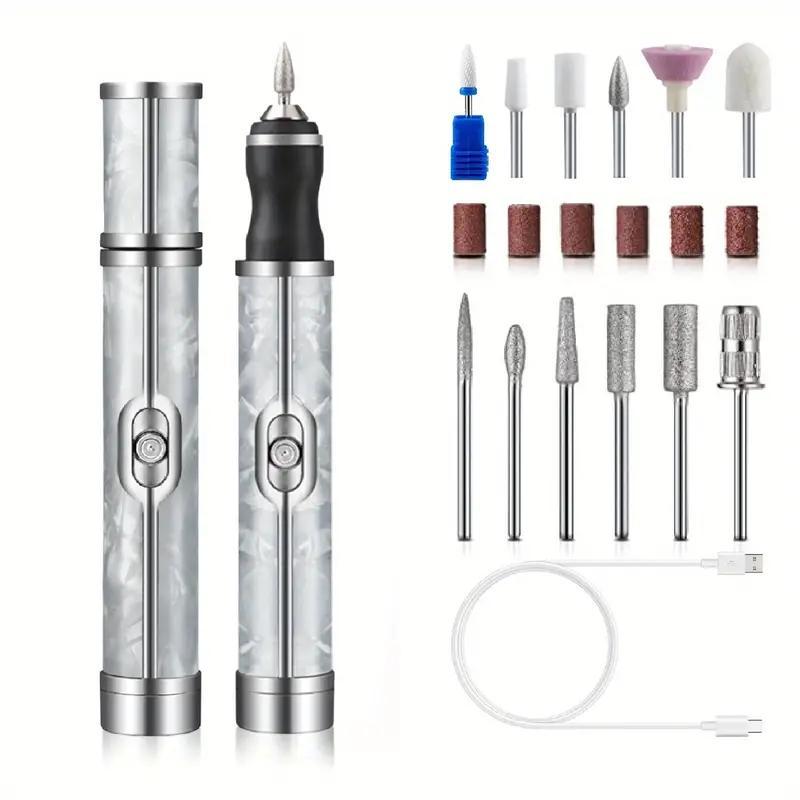 Professional Acrylic Nail Drill, 1 Set USB Electric Nail Drill with Accessories, Multifunctional Manicure Pedicure Polishing Nail Tools, Gift for Christmas