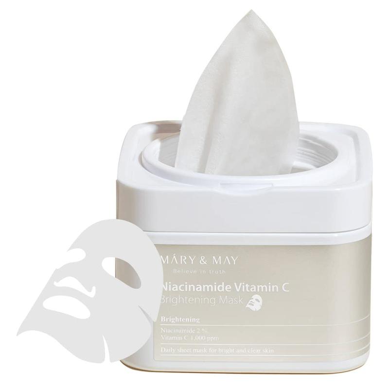 [Mary&May] Niacinamide Vitamin C Mask (30ea), Quick dispenser type 30 sheet, VitaminC, Korean Facial Mask